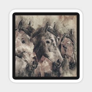 Horses Abstract Neutral Color Horse Lover Art Magnet