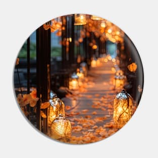 street full of magical lamps Pin