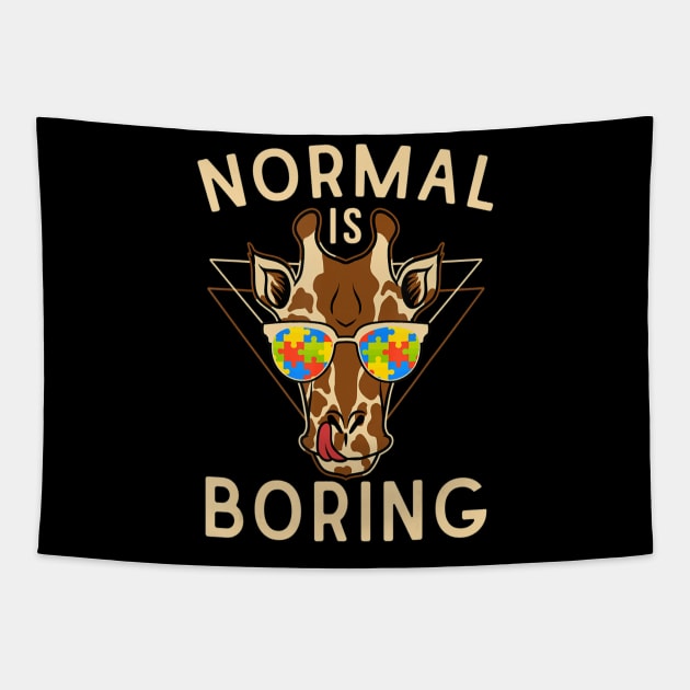 Normal Is Boring Autism Awareness Giraffe Tapestry by eldridgejacqueline