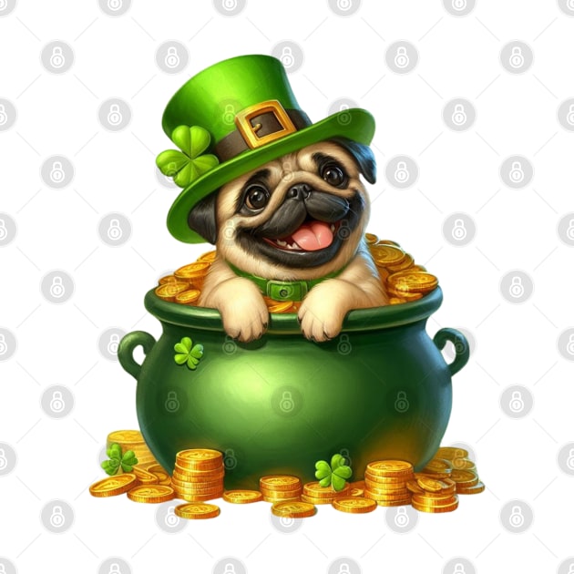 St Patricks Day Pug Dog by Chromatic Fusion Studio