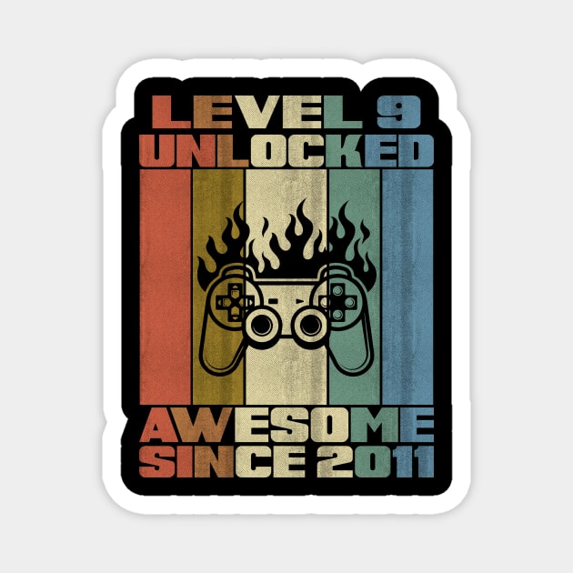 Level 9 Unlocked Birthday 9 Years Old Awesome Since 2011 Magnet by 5StarDesigns