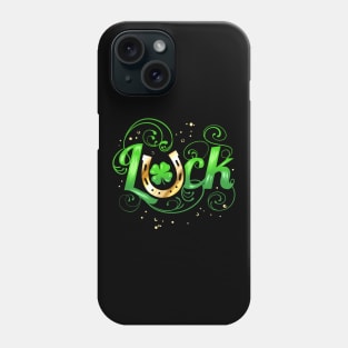 Green Golden Luck Logo With Horseshoe For St Patricks Day Phone Case