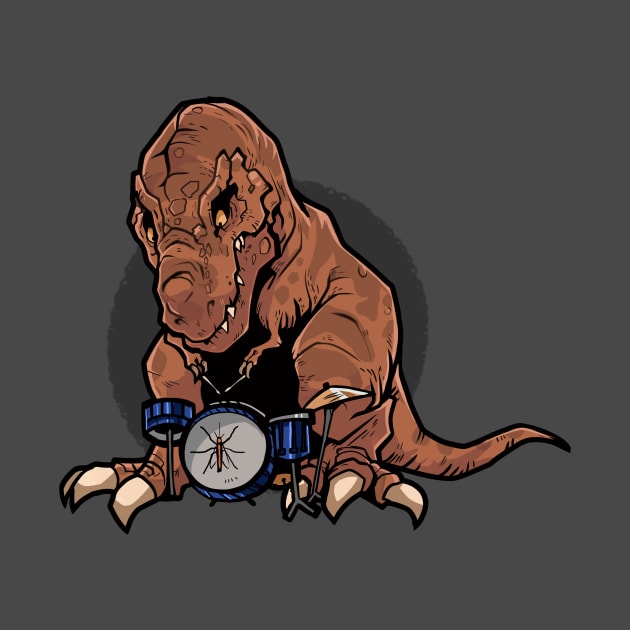 T-Rex Playing the Drums by Oobydoobs