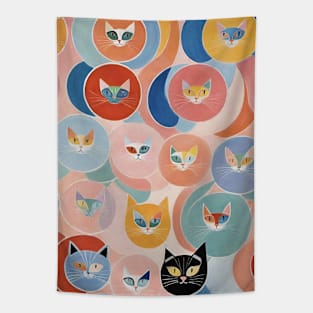 Hilma af Klint's Abstract Catopia: Whimsical Feline Reverie Tapestry