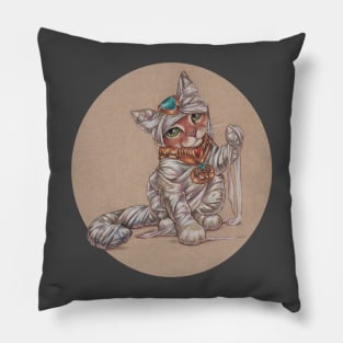 Mummy Kitty Unwinds Pillow