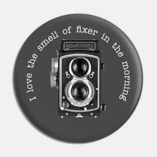 Retro Camera - Fixer Joke - White Text Pin