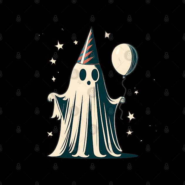 cute ghost holding ballon retro by Aldrvnd