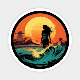 Girls surf better, summer surfing, sunset hunting v5 Magnet