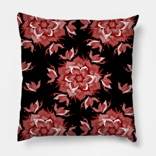 Red Floral Pattern Pillow