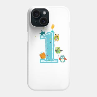 Happy first birthday with owls baby boy Phone Case