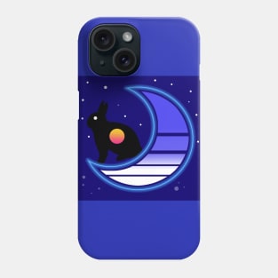 Synthwave Rabbit in the Moon Phone Case