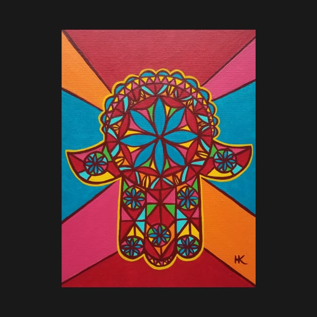 Flower Power Hamsa by Harriette Knight by harrietteknight