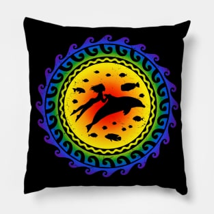 LGBTQ Pride Hawaii Dolphin and Freediver Pillow