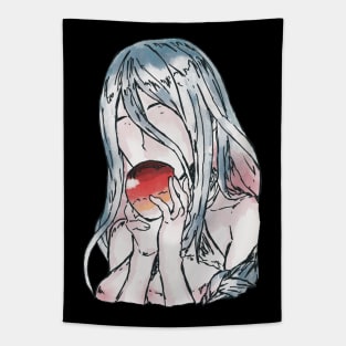 So I'm a Spider, So What? anime characters Kumoko in her human form Shiraori in a Watercolor art Tapestry