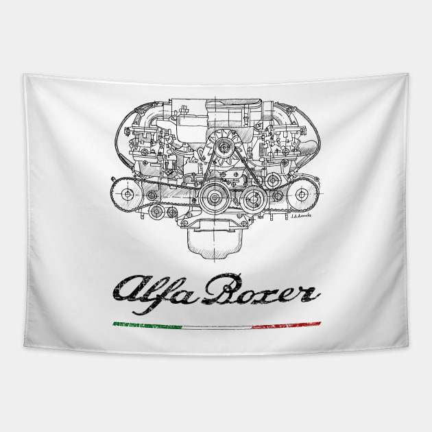 Italian Boxer engine Tapestry by jaagdesign