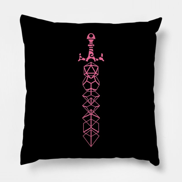 The Polyhedral Dice Collector's Pink Sword Pillow by dungeonarmory