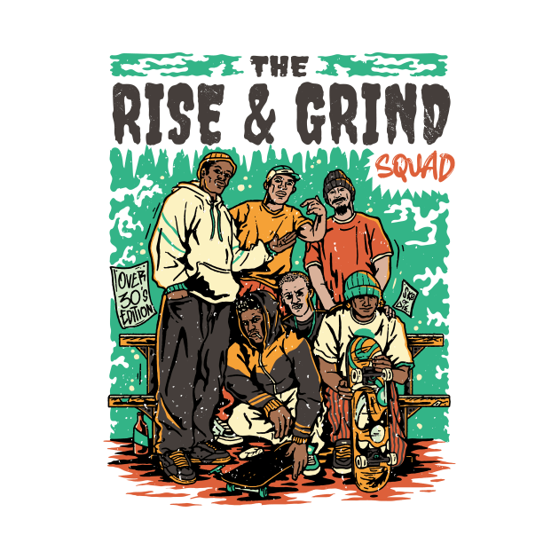 The Rise & Grind Squad // Retro Skateboarding // Comic Style Skater Crew by SLAG_Creative