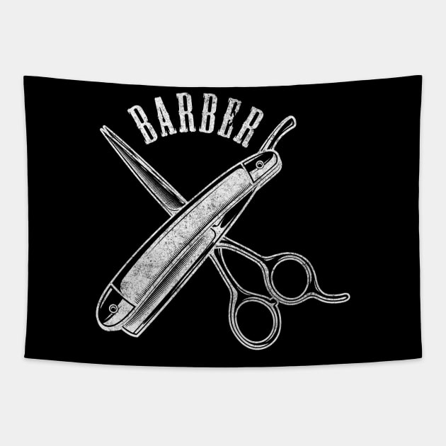 Barber Tools Vintage Classic Barber Retro Distressed Tapestry by TheVintageChaosCo.