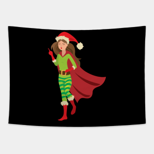 Christmas Superhero girl Tapestry