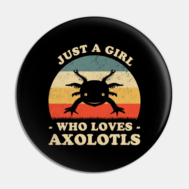 Just A Girl Who Loves Axolotls Cute Axolotl Lover Pin by LolaGardner Designs