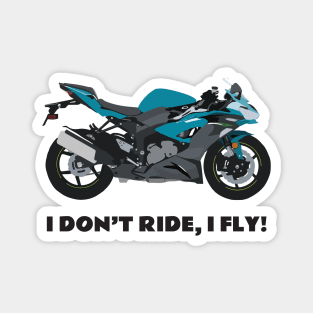 I don't ride, I fly! Kawasaki Ninja ZX-6R pearl nightshade Magnet