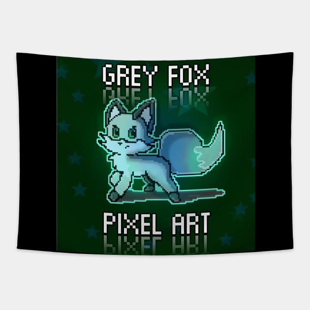 Cute Grey Fox Pixel Art - Gamer Sprites Digital Art Lovers Tapestry by MaystarUniverse