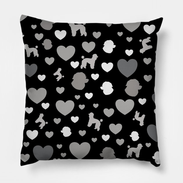 Poodle Love Hearts Standard Poodle Valentine's Day Gift Pillow by DoggyStyles