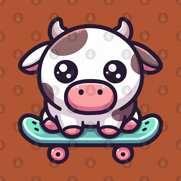 cow on a Skateboard by Mey Designs