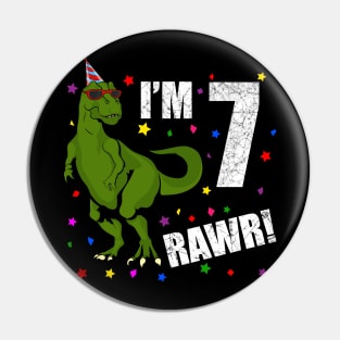 Bday Kids 7 Years Old Dinosaur Birthday Pin