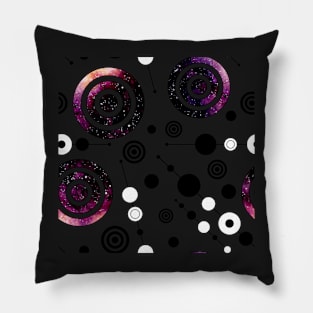 Watercolor Purple Circles and Black Lines Pillow