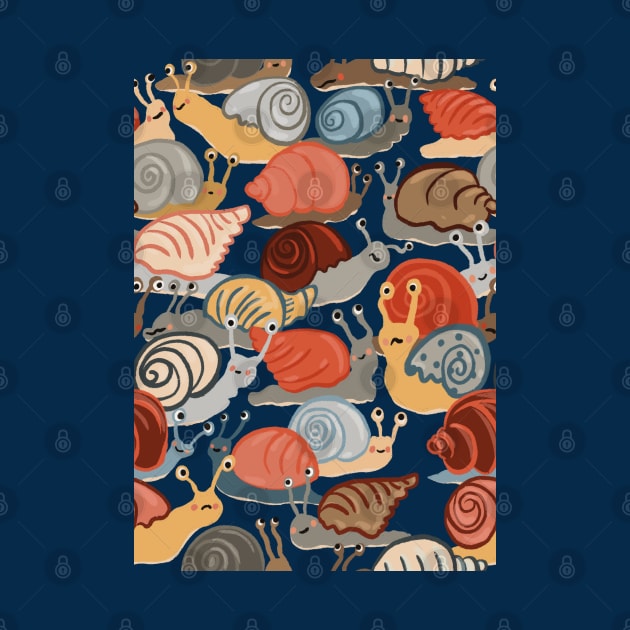 Snail Trail - repeat pattern of funny snails on blue by NattyDesigns