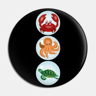 Traffic lights: a crab, an octopus, and a turtle Pin