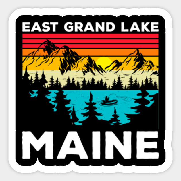 Summer Vacation Fishing Vintage Retro East Grand Lake Maine - Florida Beach California Fishingro Vin - Sticker