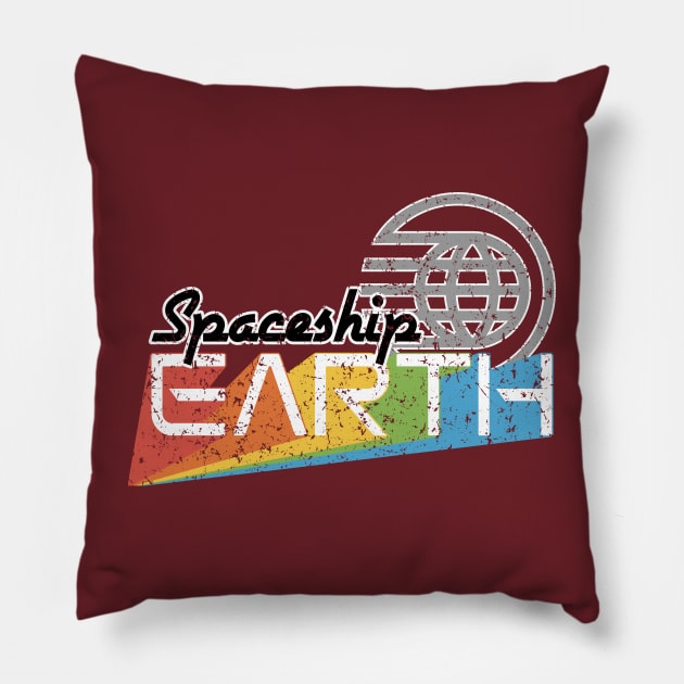 Spaceship Earth - Distressed Pillow by Florida Project