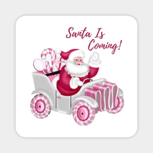 Retro Vintage Pink Santa Claus Magnet