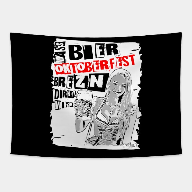 2reborn JEN Oktoberfest Bier Party Dirndl white Tapestry by 2reborn fashion