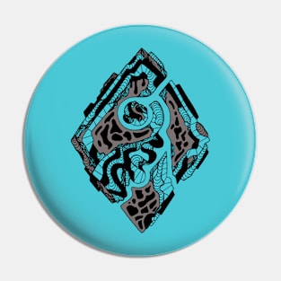 Blue Grey Abstract Rhombus Pin