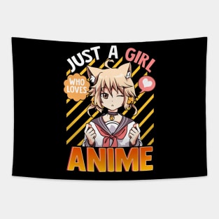 Cute & Funny Just A Girl Who Loves Anime Tapestry