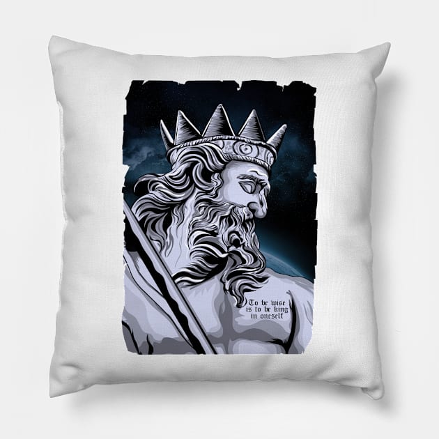 To be wise is to be king in oneself Pillow by lounesartdessin