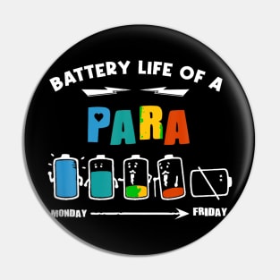 Battery Life Of A Paraprofessional Funny Para Para Eacher Pin