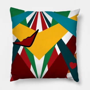 The bright colours of the clown disguising chaos Pillow