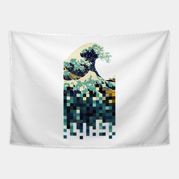 Kanagawa in Pixels Tapestry by diardo