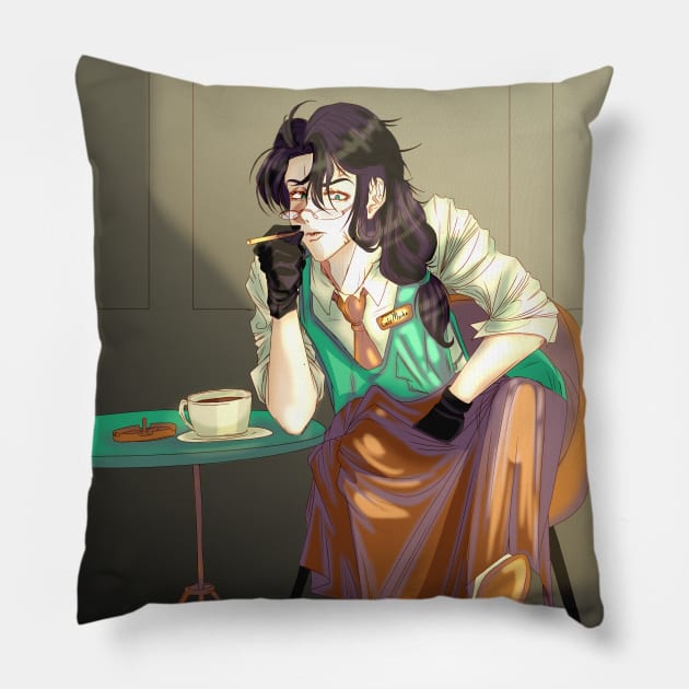 Manhwa Guy -  Mocha Cappuccino Pillow by Summer_Childe