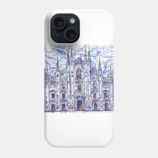 DUOMO,MILAN CATHEDRAL watercolor and ink painting Phone Case