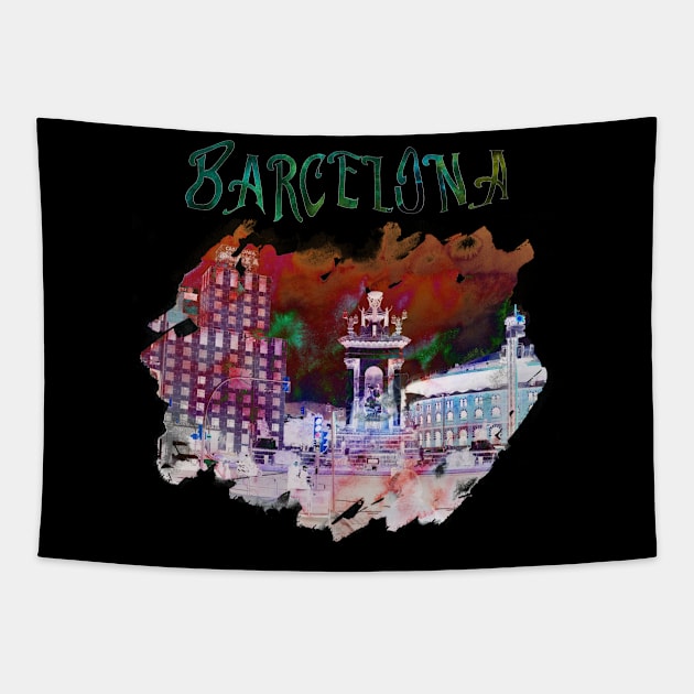 Plaza Catalunya Barcelona Tapestry by neteor