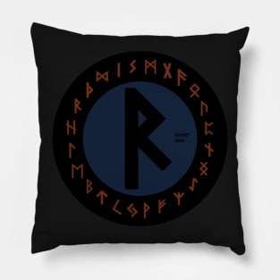 Blue Raidho Elder Futhark  | Viking Rune Symbol Pillow
