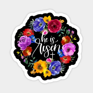 He is Risen Jesus Christian Happy Easter Floral Wreath Magnet
