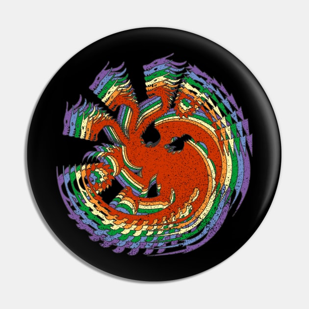 Distressed Earthy Rainbow Gay Pride 3 Headed Dragons Pin by Muzehack