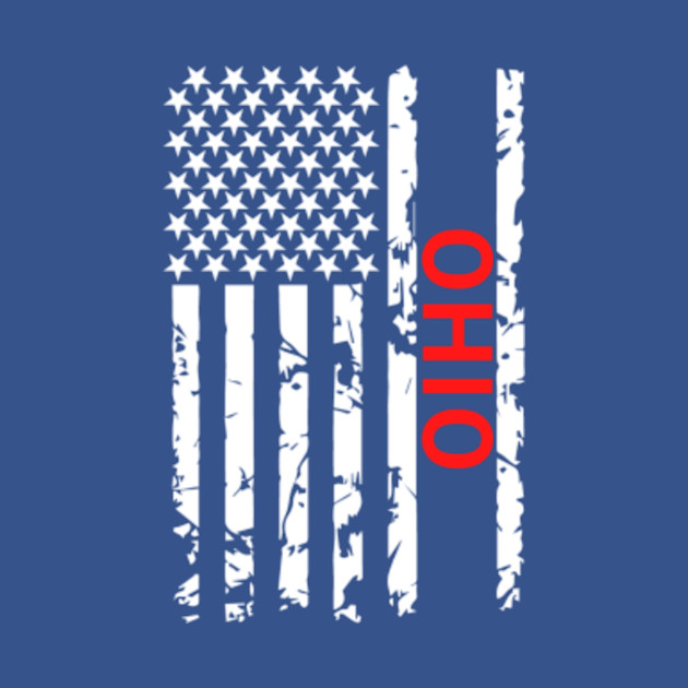 Discover Ohio USA Bad Ass American Flag - Ohio - T-Shirt