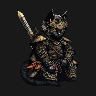 Black Samurai Cat T-Shirt